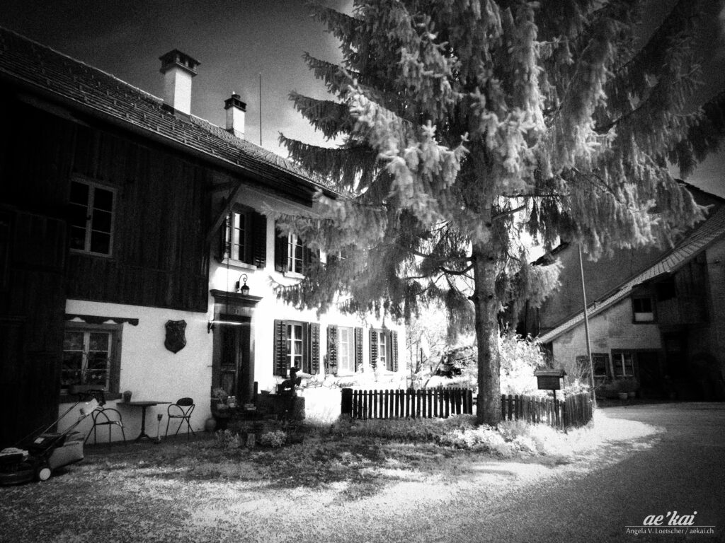 Infrared picture of an old farm house