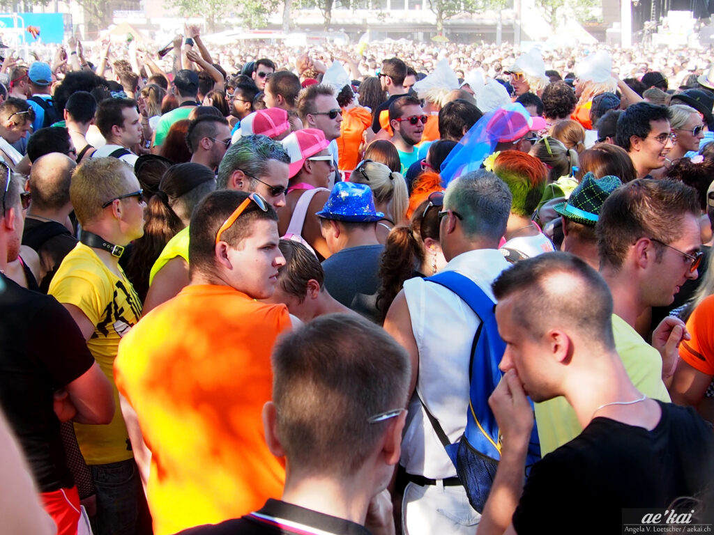 Colorful crowd at Streetparade, Zurich, Switzerland