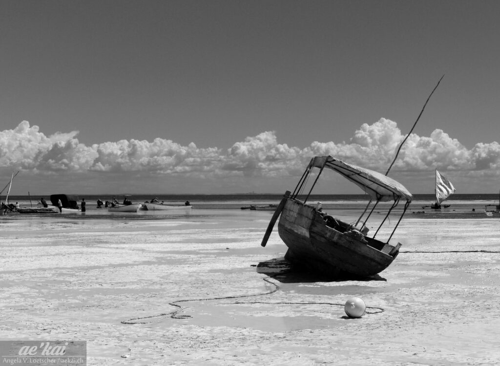 Stranded Boat in Zanzibar after the tide has gone low