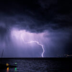 Lightning over the lake in Lago Maggiore, Italy