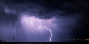 Lightning over the lake in Lago Maggiore, Italy