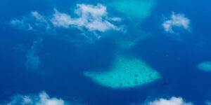 Bird's view of atolls in the Maldives