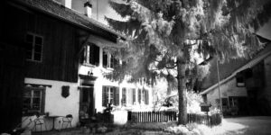 Infrared picture of an old farm house
