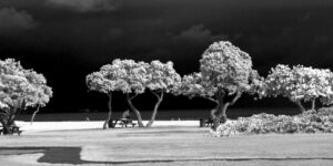 Infrared photo of Old Airport Beach in Hawaii