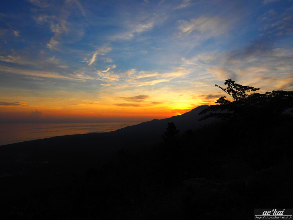 Colorful sunset on Mount Pusung in the Sangihe Archipelago